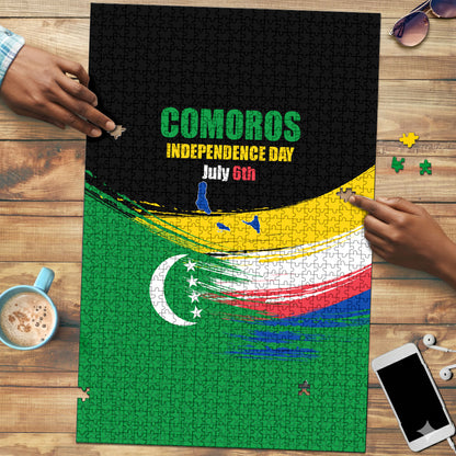 Comoros Independence Day Puzzle Comorian Flag Brush Stroke National Pride Graphic