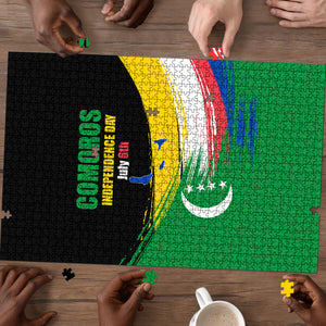 Comoros Independence Day Puzzle Comorian Flag Brush Stroke National Pride Graphic