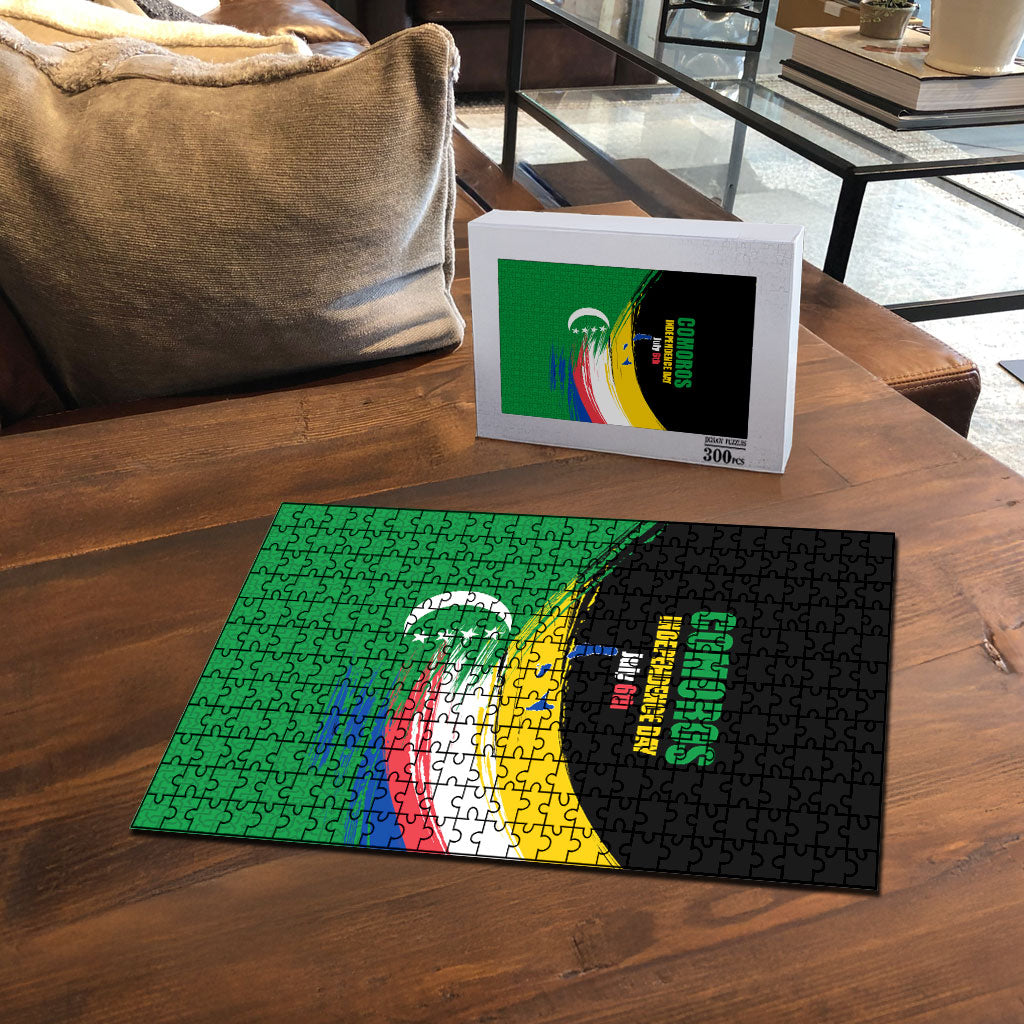 Comoros Independence Day Puzzle Comorian Flag Brush Stroke National Pride Graphic
