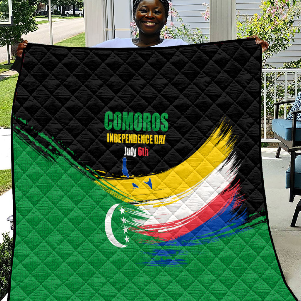 Comoros Independence Day Quilt Comorian Flag Brush Stroke National Pride Graphic