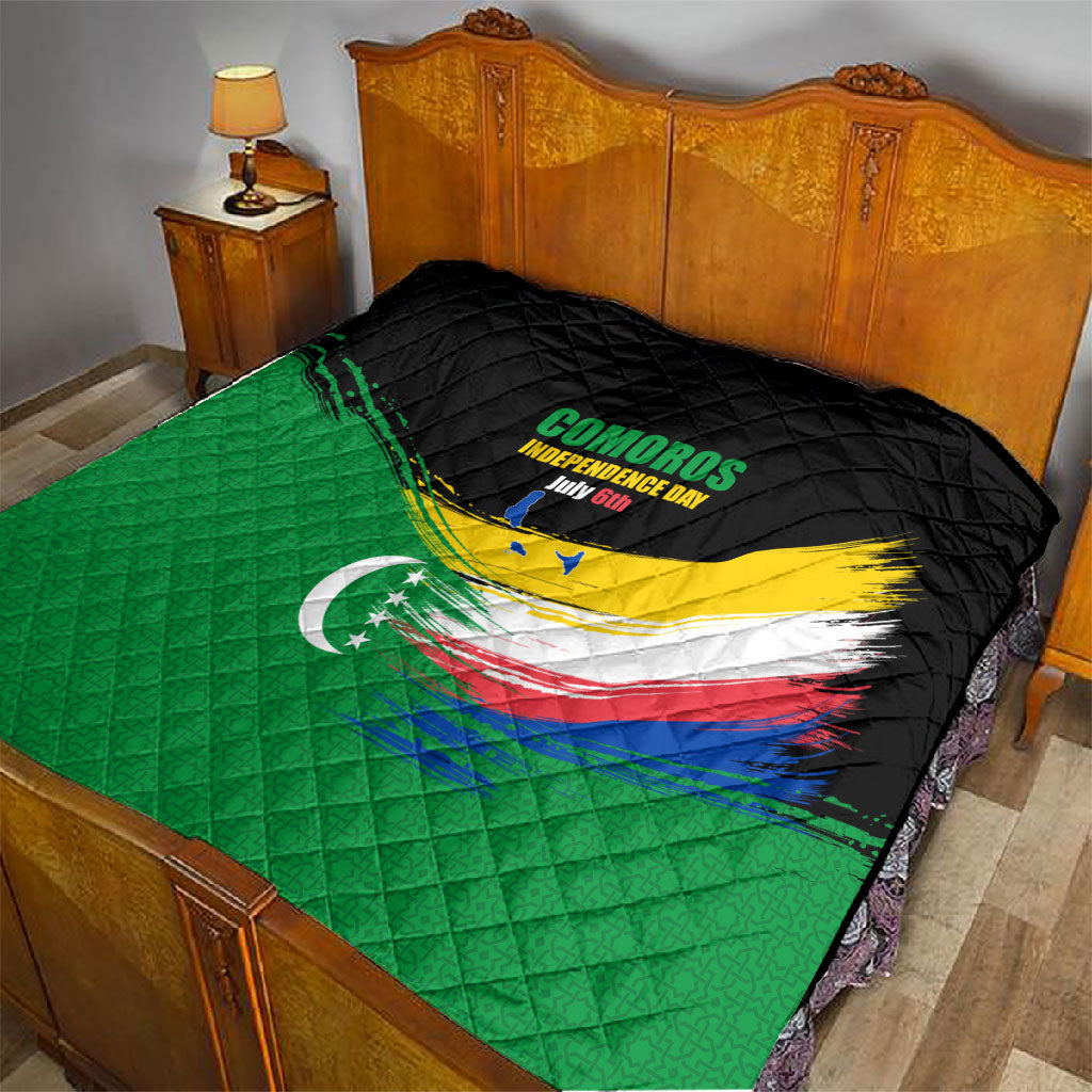 Comoros Independence Day Quilt Comorian Flag Brush Stroke National Pride Graphic