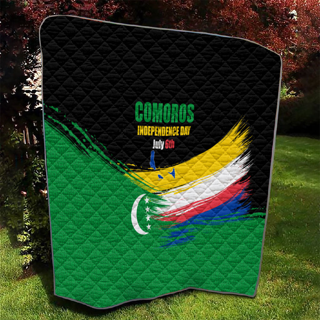 Comoros Independence Day Quilt Comorian Flag Brush Stroke National Pride Graphic