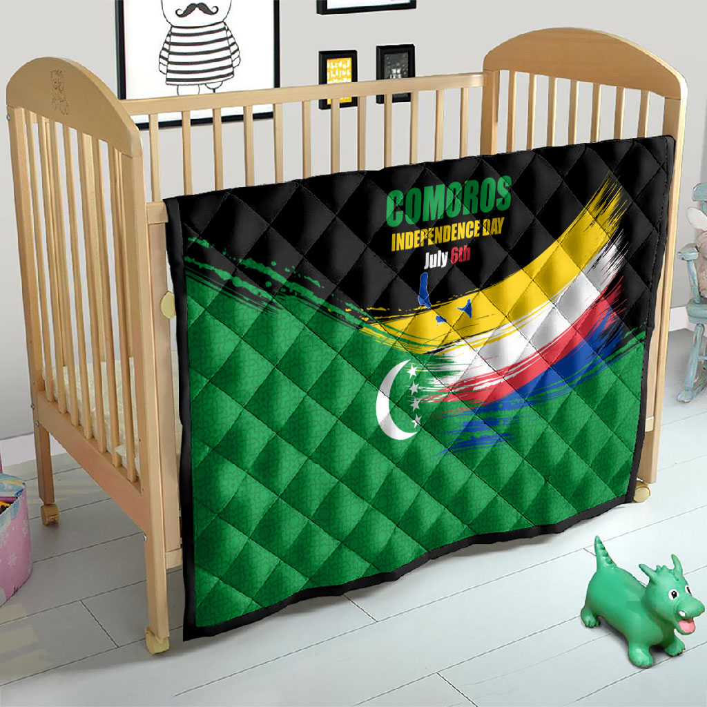 Comoros Independence Day Quilt Comorian Flag Brush Stroke National Pride Graphic