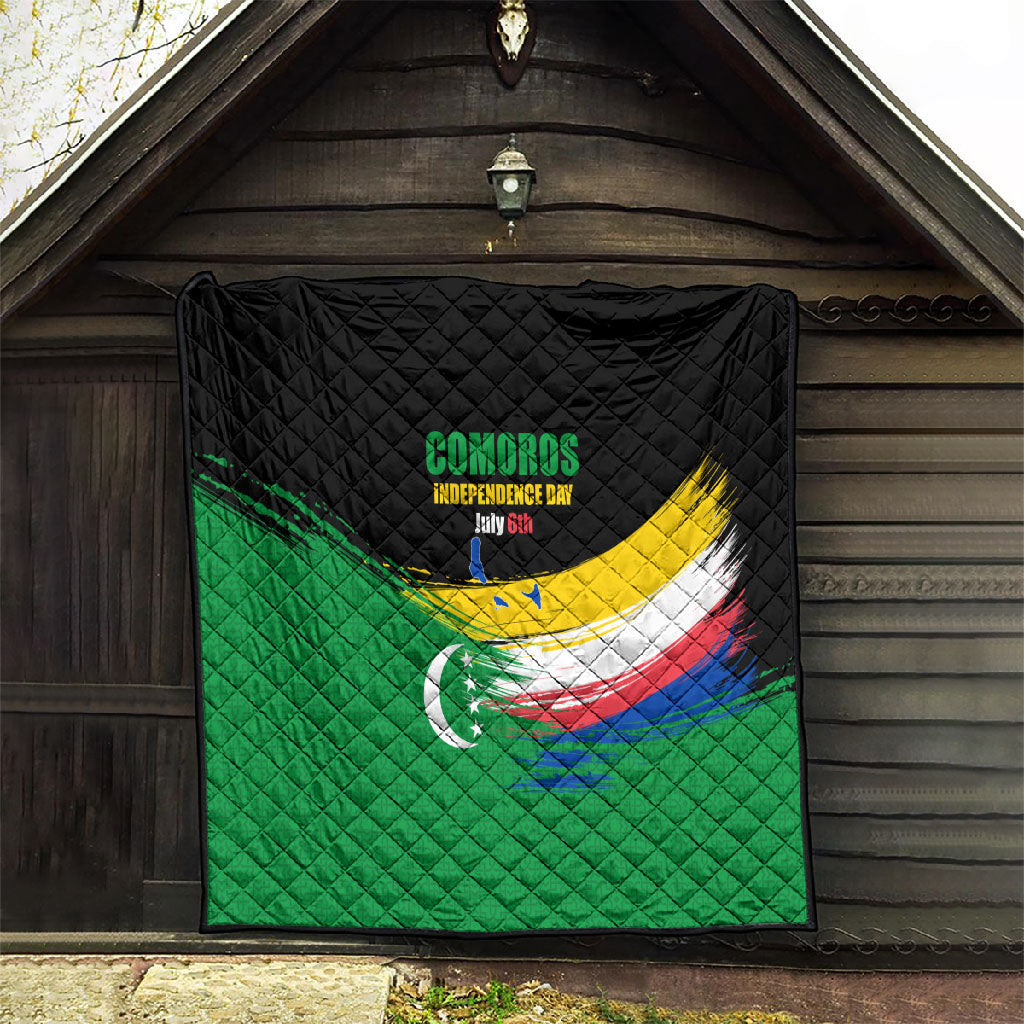 Comoros Independence Day Quilt Comorian Flag Brush Stroke National Pride Graphic