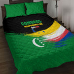 Comoros Independence Day Quilt Bed Set Comorian Flag Brush Stroke National Pride Graphic