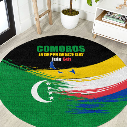 Comoros Independence Day Round Carpet Comorian Flag Brush Stroke National Pride Graphic