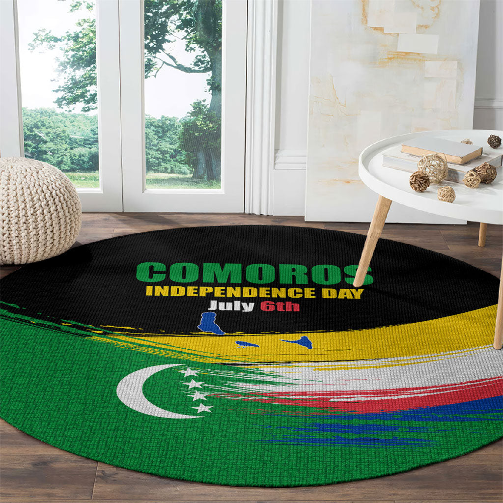 Comoros Independence Day Round Carpet Comorian Flag Brush Stroke National Pride Graphic