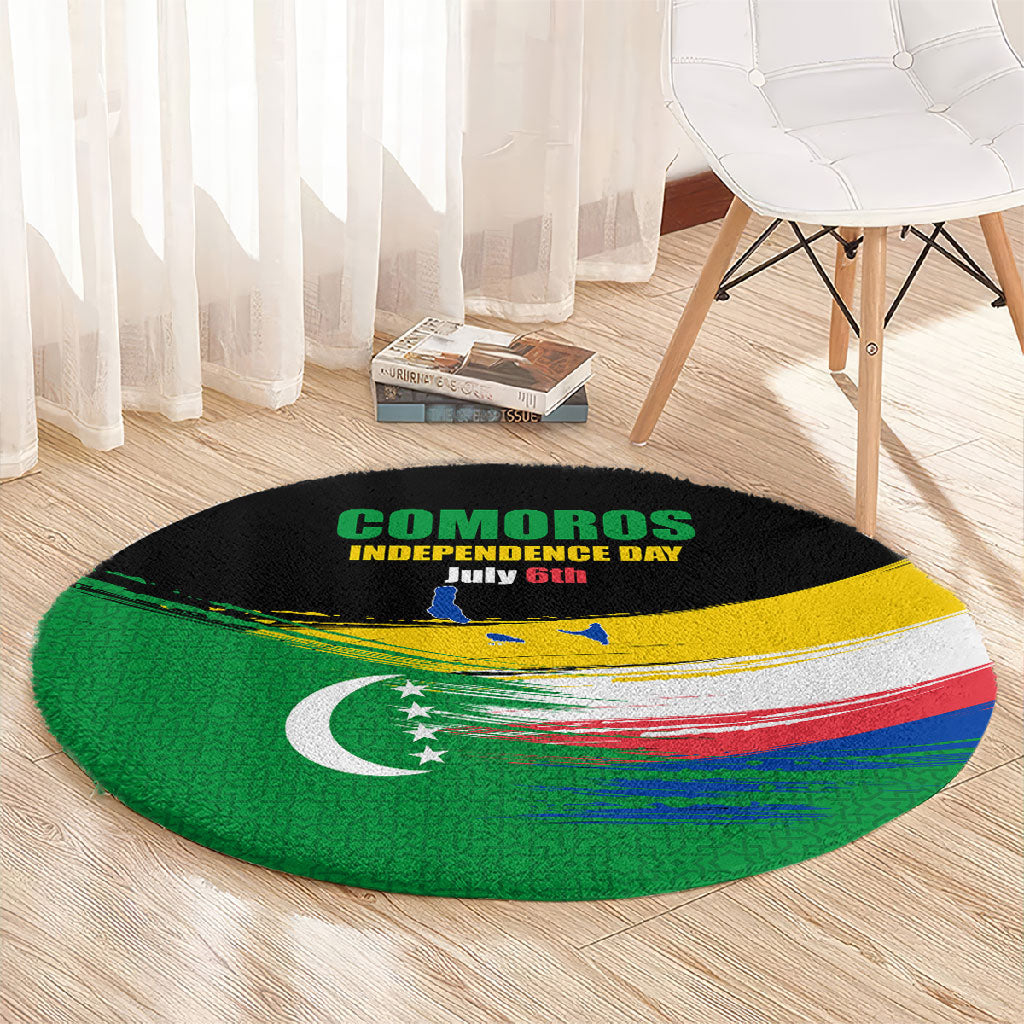 Comoros Independence Day Round Carpet Comorian Flag Brush Stroke National Pride Graphic