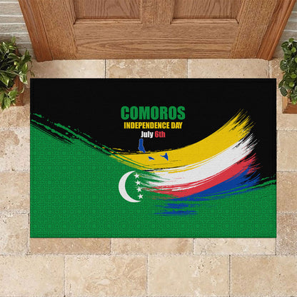 Comoros Independence Day Rubber Doormat Comorian Flag Brush Stroke National Pride Graphic