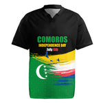 Comoros Independence Day Rugby Jersey Comorian Flag Brush Stroke National Pride Graphic