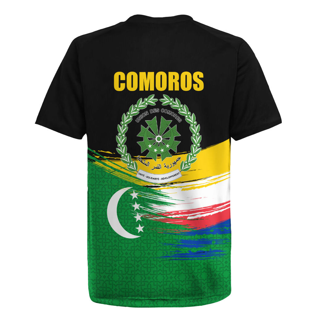 Comoros Independence Day Rugby Jersey Comorian Flag Brush Stroke National Pride Graphic