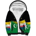 Comoros Independence Day Sherpa Hoodie Comorian Flag Brush Stroke National Pride Graphic
