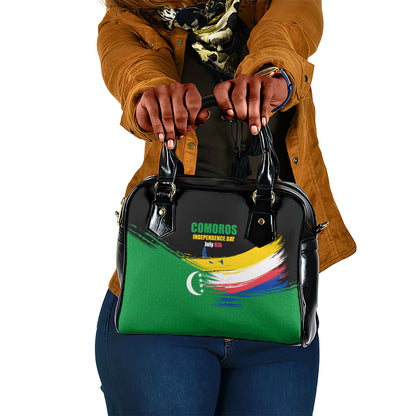 Comoros Independence Day Shoulder Handbag Comorian Flag Brush Stroke National Pride Graphic