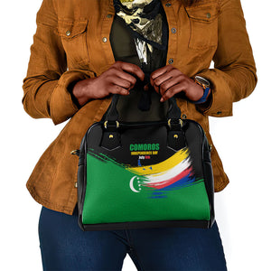 Comoros Independence Day Shoulder Handbag Comorian Flag Brush Stroke National Pride Graphic
