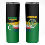 Comoros Independence Day Skinny Tumbler Comorian Flag Brush Stroke National Pride Graphic