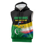 Comoros Independence Day Sleeveless Hoodie Comorian Flag Brush Stroke National Pride Graphic