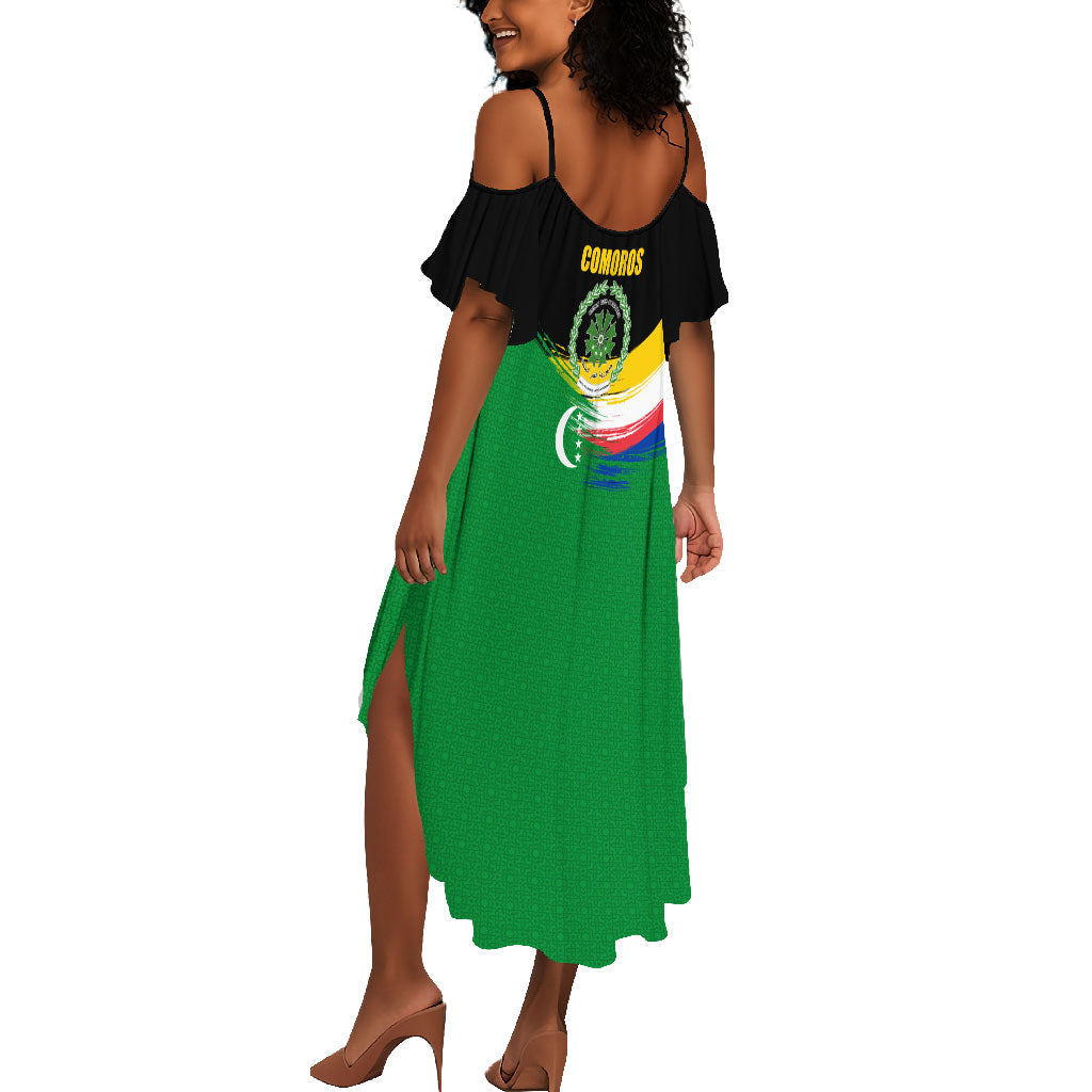 Comoros Independence Day Summer Maxi Dress Comorian Flag Brush Stroke National Pride Graphic