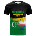 Comoros Independence Day T shirt Comorian Flag Brush Stroke National Pride Graphic