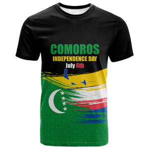 Comoros Independence Day T shirt Comorian Flag Brush Stroke National Pride Graphic
