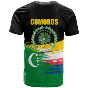 Comoros Independence Day T shirt Comorian Flag Brush Stroke National Pride Graphic