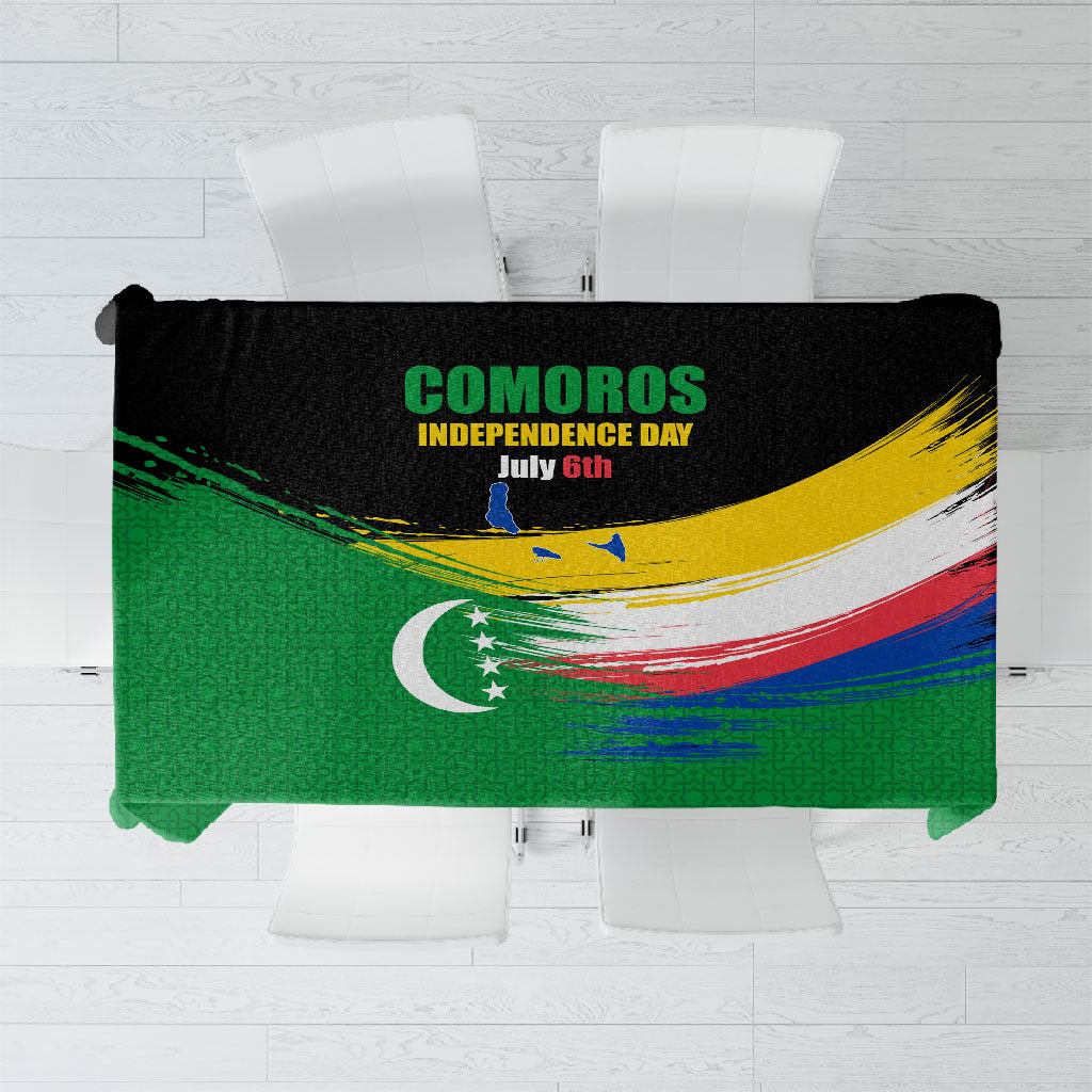 Comoros Independence Day Tablecloth Comorian Flag Brush Stroke National Pride Graphic