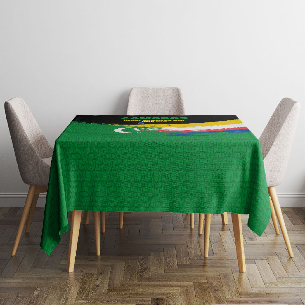 Comoros Independence Day Tablecloth Comorian Flag Brush Stroke National Pride Graphic