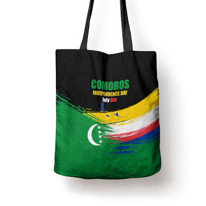 Comoros Independence Day Tote Bag Comorian Flag Brush Stroke National Pride Graphic