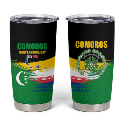 Comoros Independence Day Tumbler Cup Comorian Flag Brush Stroke National Pride Graphic