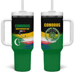 Comoros Independence Day Tumbler With Handle Comorian Flag Brush Stroke National Pride Graphic