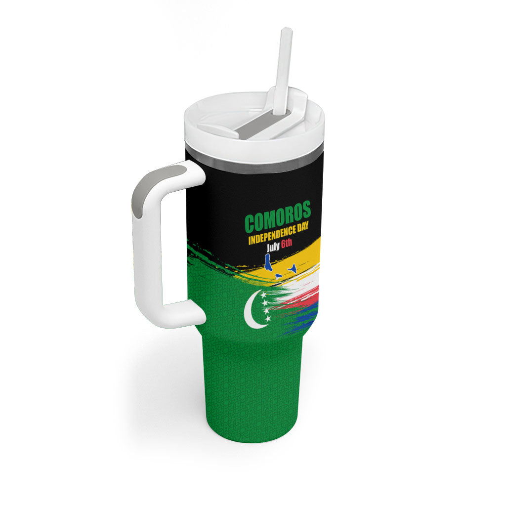Comoros Independence Day Tumbler With Handle Comorian Flag Brush Stroke National Pride Graphic