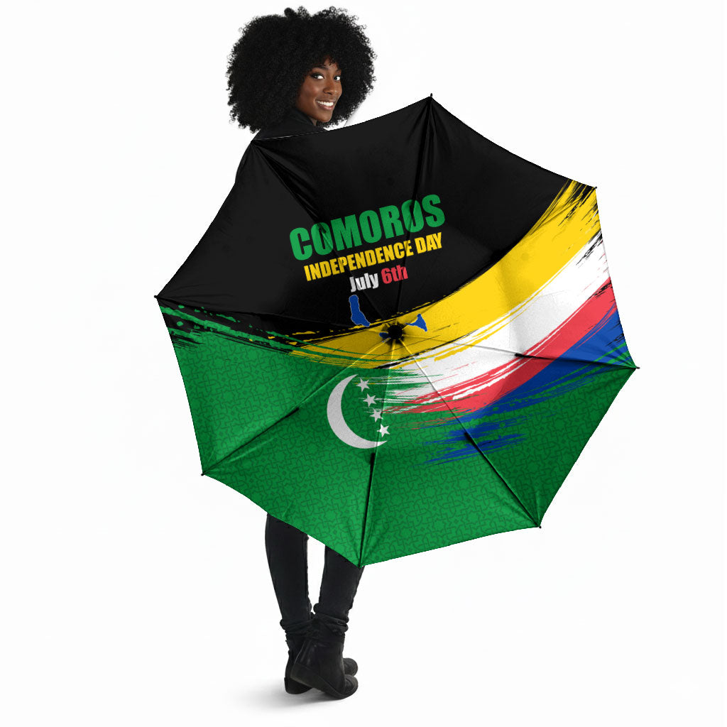 Comoros Independence Day Umbrella Comorian Flag Brush Stroke National Pride Graphic