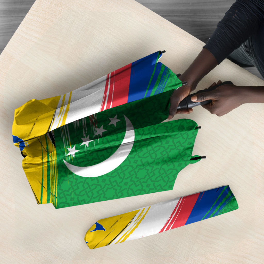 Comoros Independence Day Umbrella Comorian Flag Brush Stroke National Pride Graphic