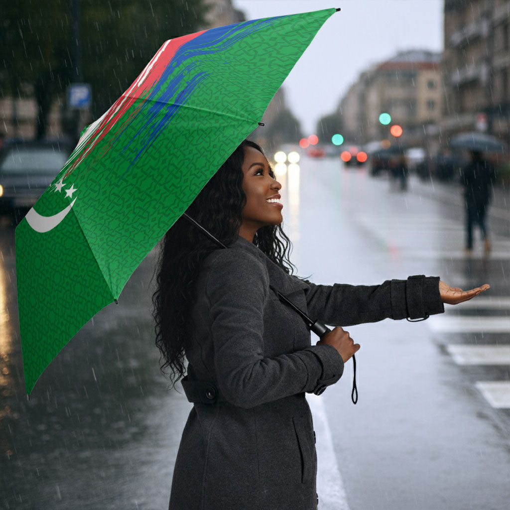 Comoros Independence Day Umbrella Comorian Flag Brush Stroke National Pride Graphic