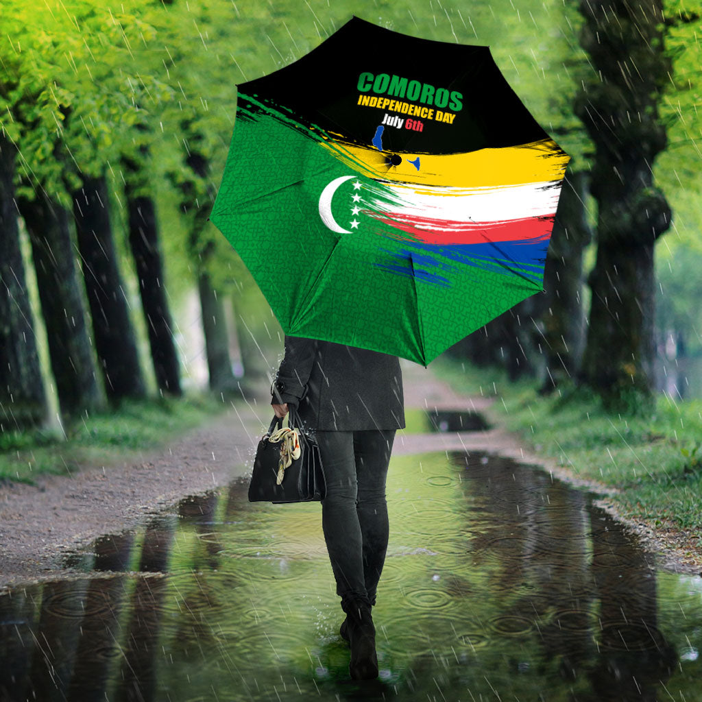 Comoros Independence Day Umbrella Comorian Flag Brush Stroke National Pride Graphic