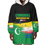 Comoros Independence Day Wearable Blanket Hoodie Comorian Flag Brush Stroke National Pride Graphic