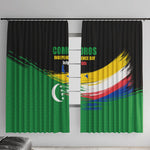 Comoros Independence Day Window Curtain Comorian Flag Brush Stroke National Pride Graphic
