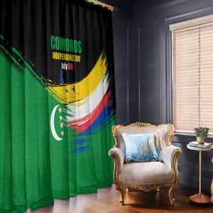 Comoros Independence Day Window Curtain Comorian Flag Brush Stroke National Pride Graphic