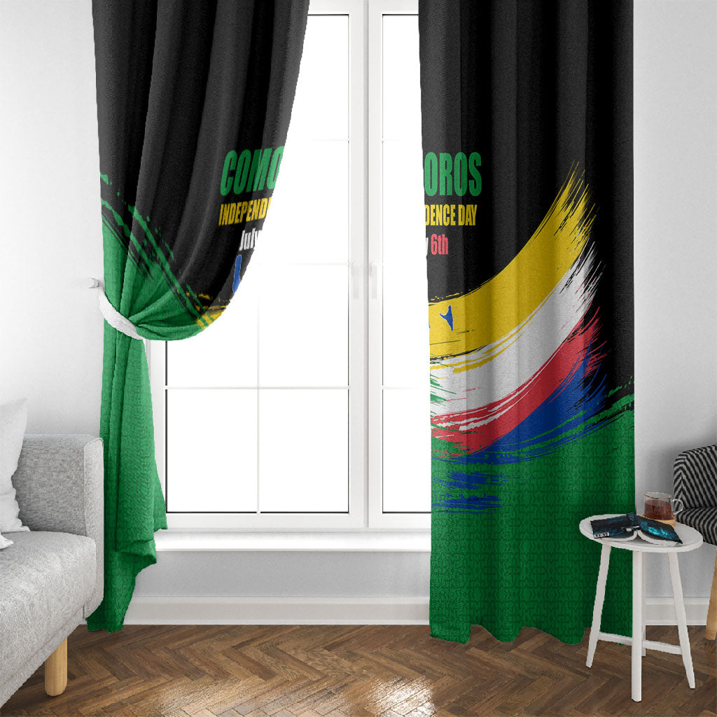 Comoros Independence Day Window Curtain Comorian Flag Brush Stroke National Pride Graphic
