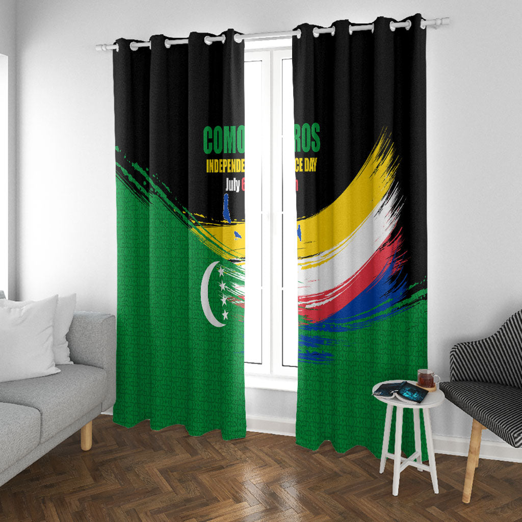 Comoros Independence Day Window Curtain Comorian Flag Brush Stroke National Pride Graphic