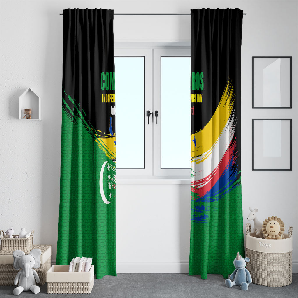Comoros Independence Day Window Curtain Comorian Flag Brush Stroke National Pride Graphic