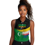 Comoros Independence Day Women Sleeveless Polo Shirt Comorian Flag Brush Stroke National Pride Graphic