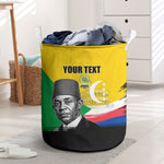 Personalized Comoros Independence Day Laundry Basket Ahmed Abdallah Vintage Portrait Sketch
