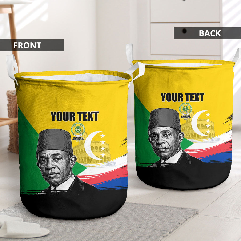 Personalized Comoros Independence Day Laundry Basket Ahmed Abdallah Vintage Portrait Sketch