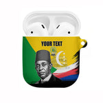 Personalized Comoros Independence Day AirPods Case Ahmed Abdallah Vintage Portrait Sketch