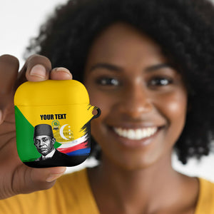 Personalized Comoros Independence Day AirPods Case Ahmed Abdallah Vintage Portrait Sketch