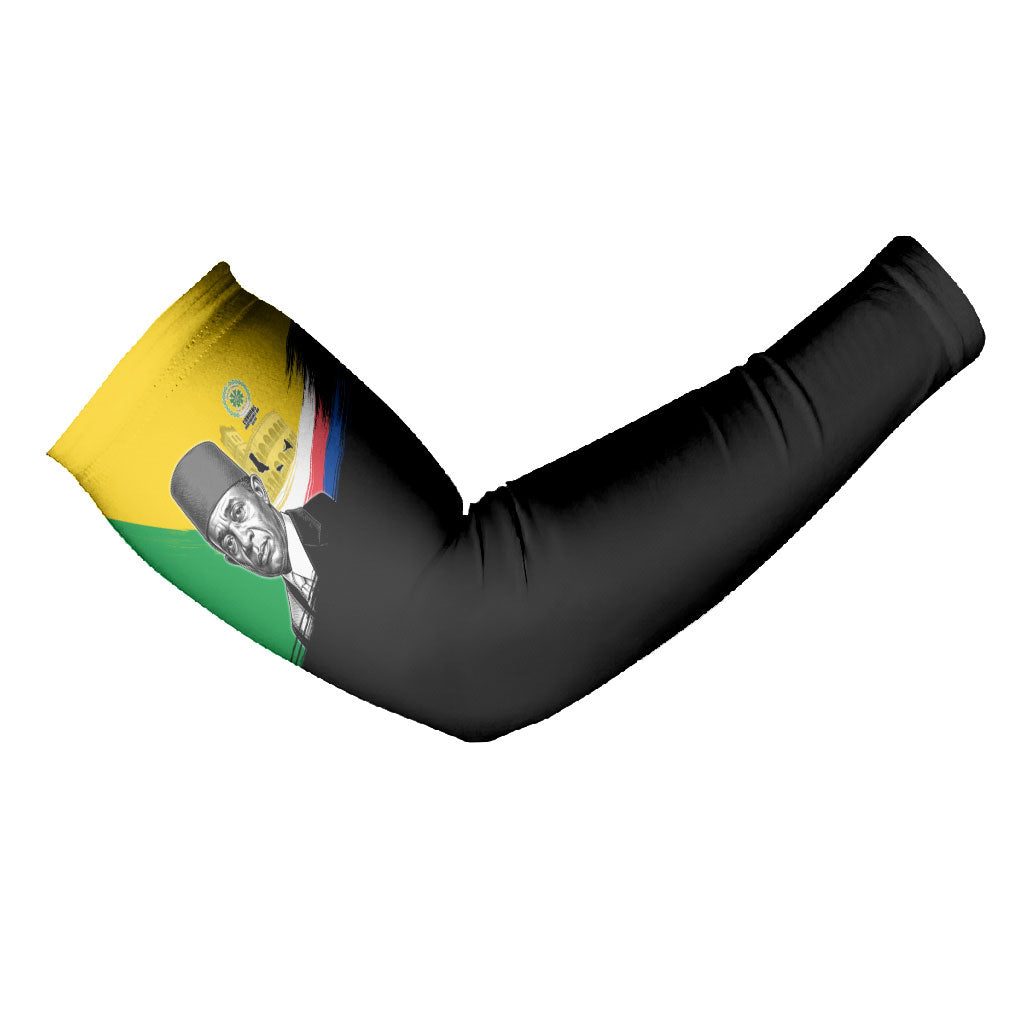 Personalized Comoros Independence Day Arm Sleeves Ahmed Abdallah Vintage Portrait Sketch