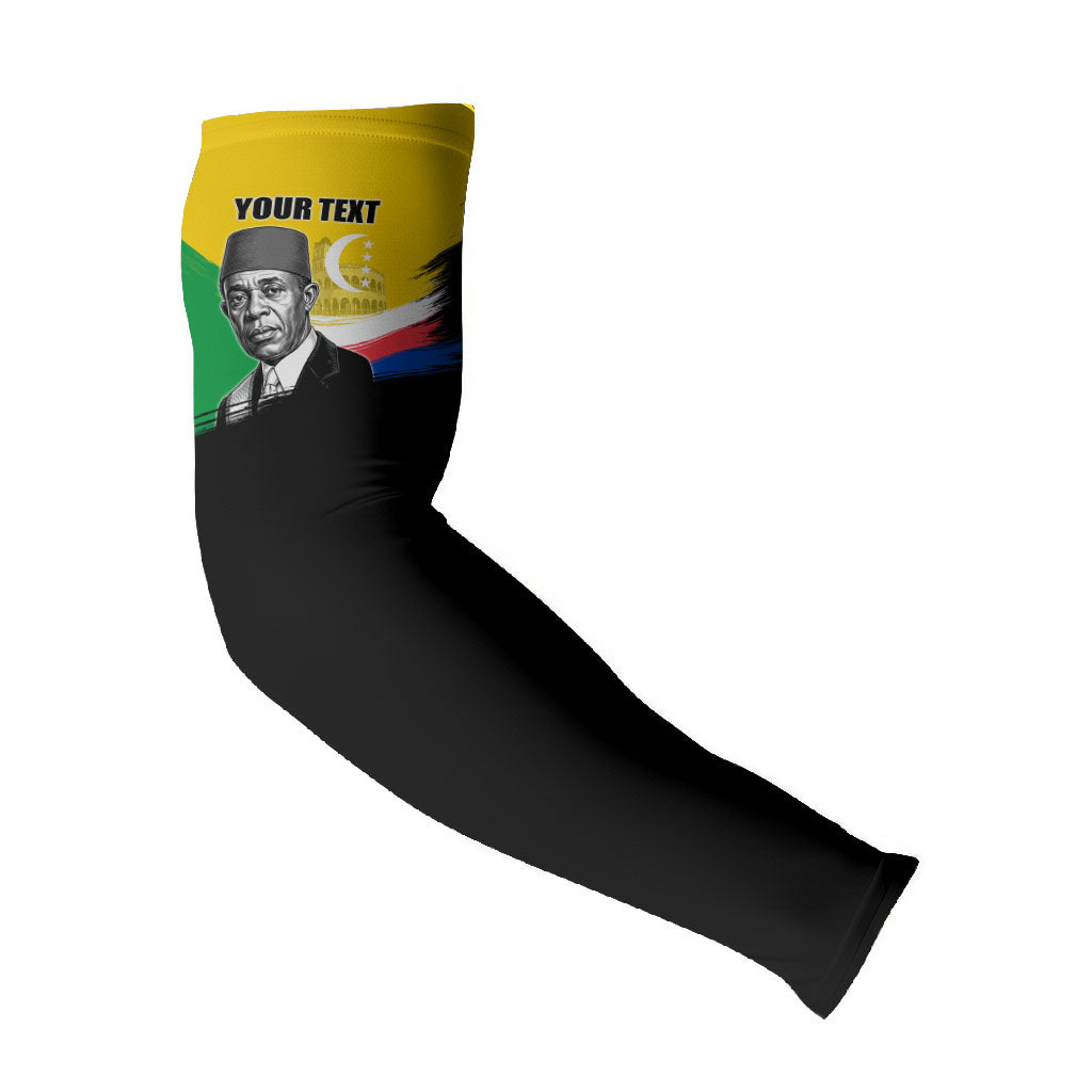 Personalized Comoros Independence Day Arm Sleeves Ahmed Abdallah Vintage Portrait Sketch