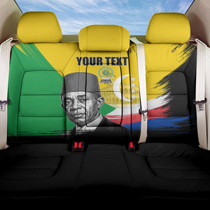 Personalized Comoros Independence Day Back Car Seat Cover Ahmed Abdallah Vintage Portrait Sketch