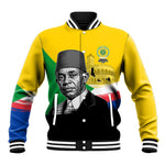 Personalized Comoros Independence Day Baseball Jacket Ahmed Abdallah Vintage Portrait Sketch