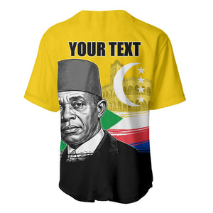 Personalized Comoros Independence Day Baseball Jersey Ahmed Abdallah Vintage Portrait Sketch
